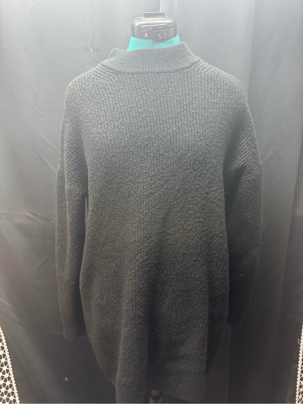 Women’s Black Knit Mock Neck Sweater